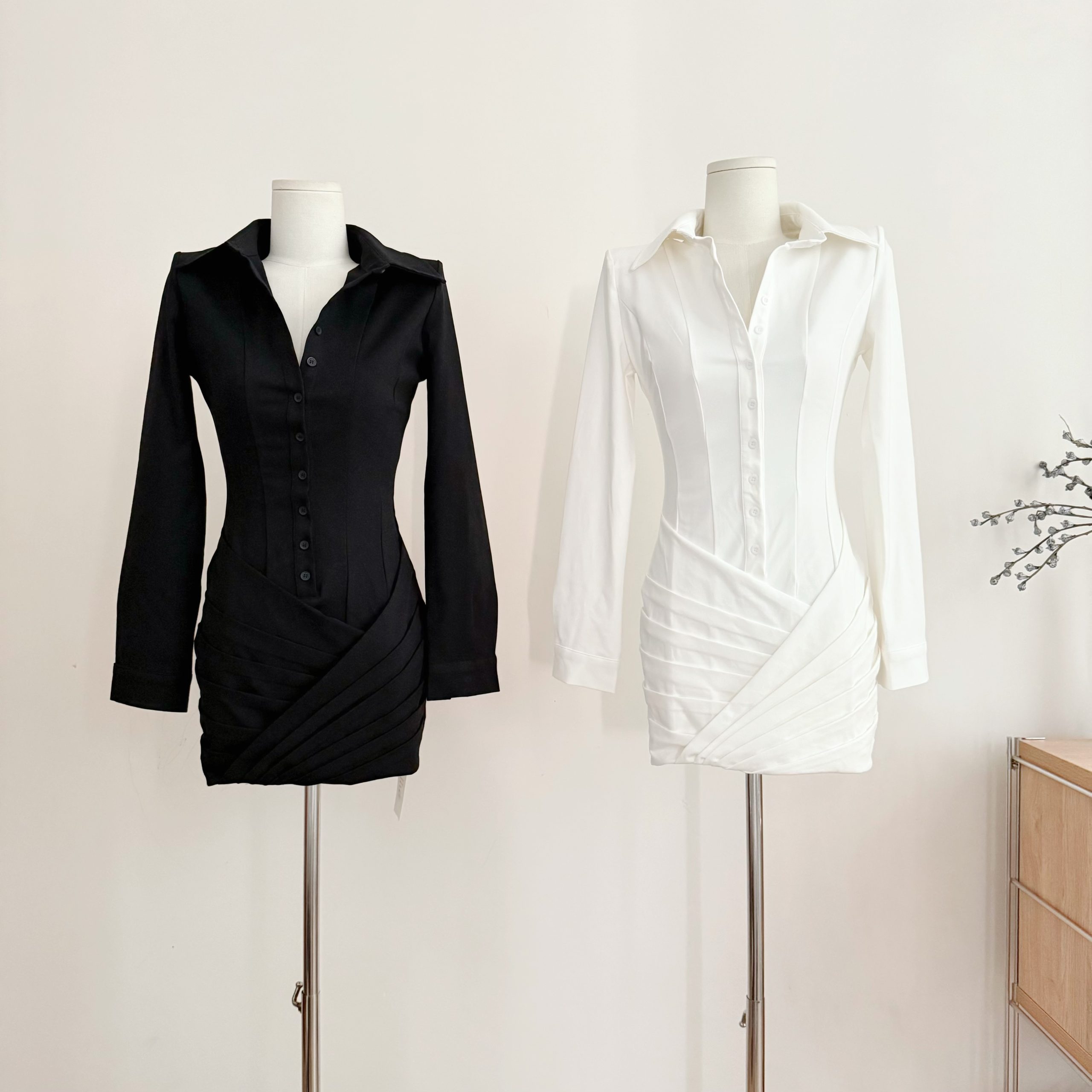 BETTER ME Sexy Slim Fit Shirt Panel Dress Short Skirt