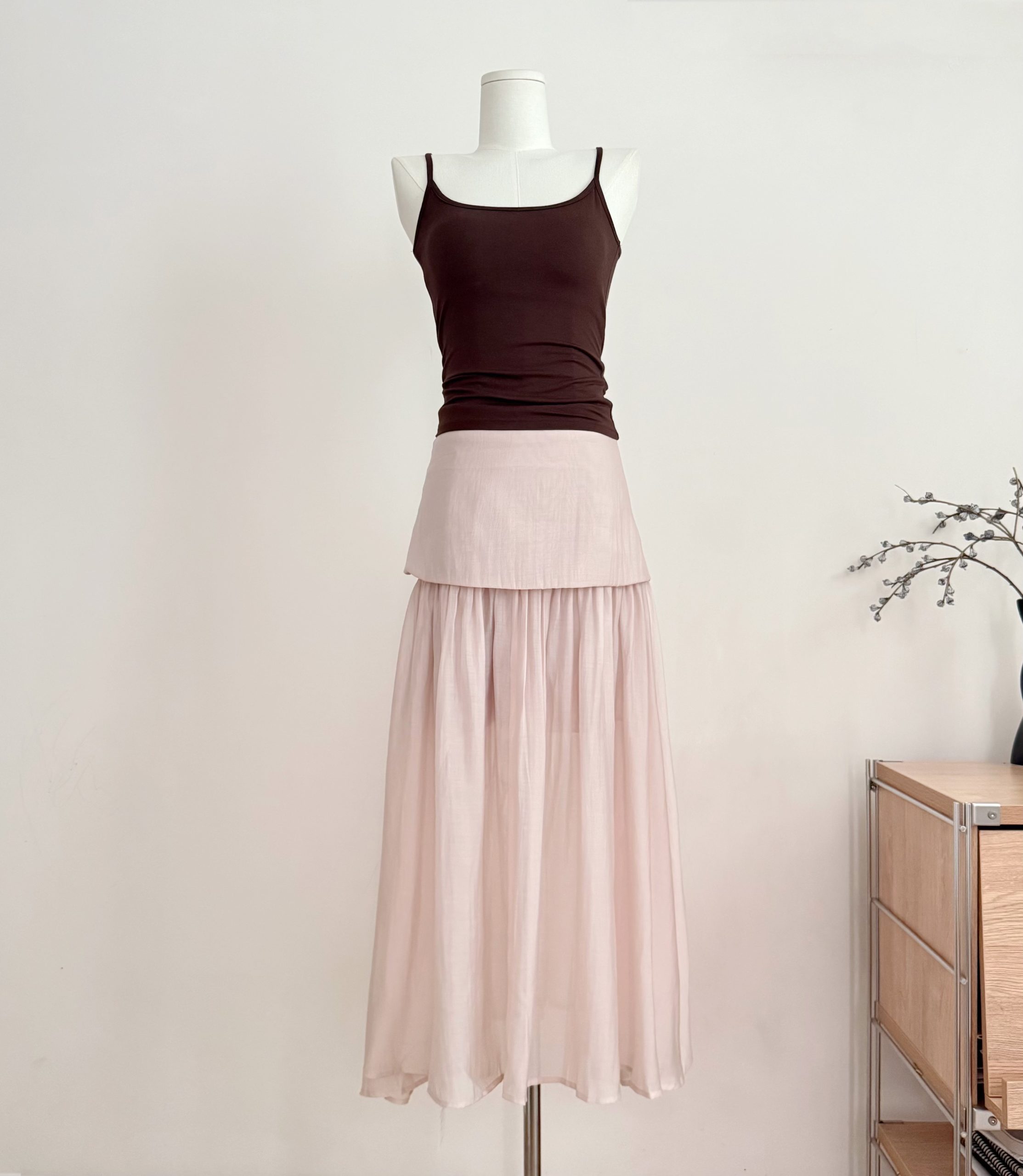 Women's Summer A-Line Midi Skirt in Pink - Lightweight Lyocell Blend