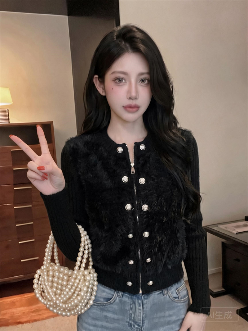 Women's French Style Open Front Knit Cardigan Sweater Thin Fit Waist 2026 Fall - Image 3