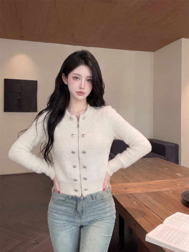Women's French Style Open Front Knit Cardigan Sweater Thin Fit Waist 2026 Fall - Image 2