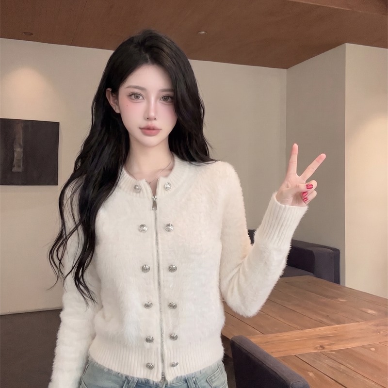Women's French Style Open Front Knit Cardigan Sweater Thin Fit Waist 2026 Fall - Image 5