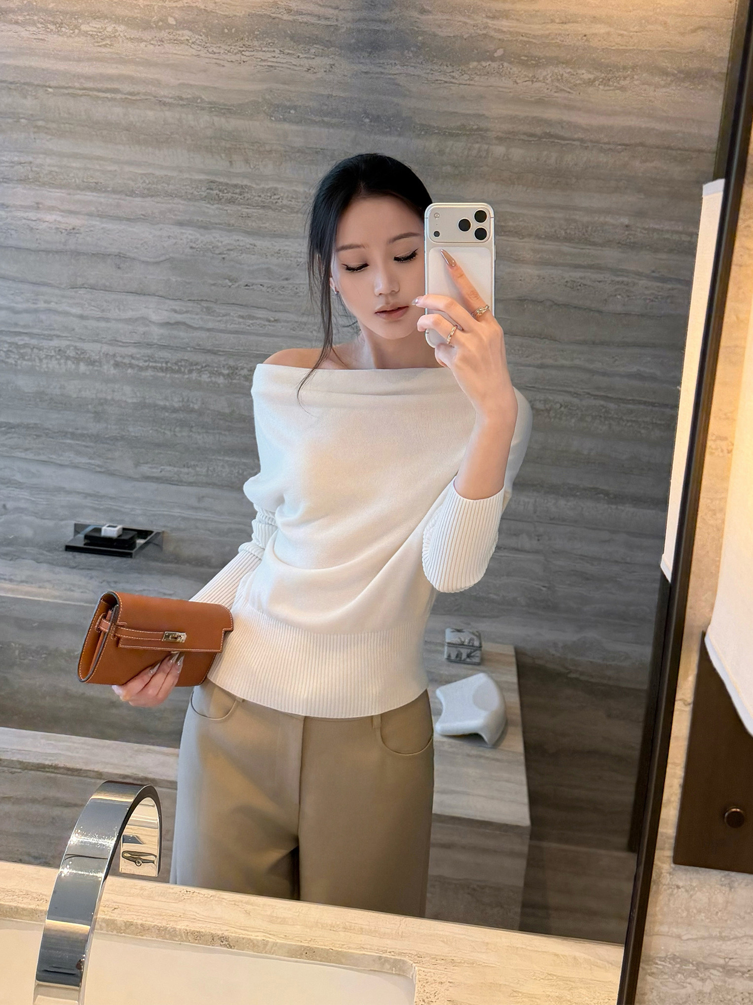 Women's Off-Shoulder One-Shoulder Draped Neck Multi-Way Knit Sweater - Style af6fc6