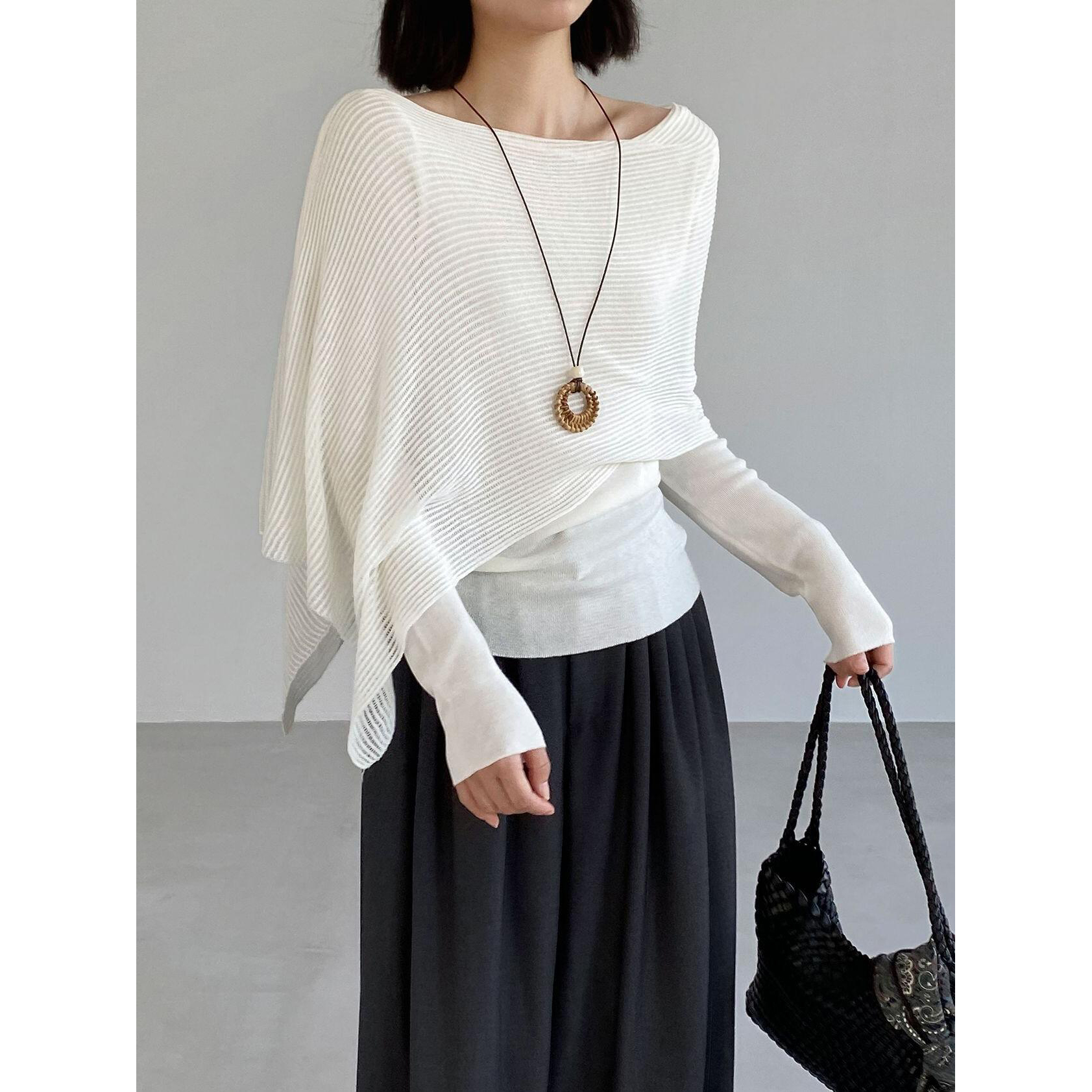 Women's Faux Two-Piece Irregular Slimming Knit Top Long Sleeve Early Autumn New Arrival - Image 5