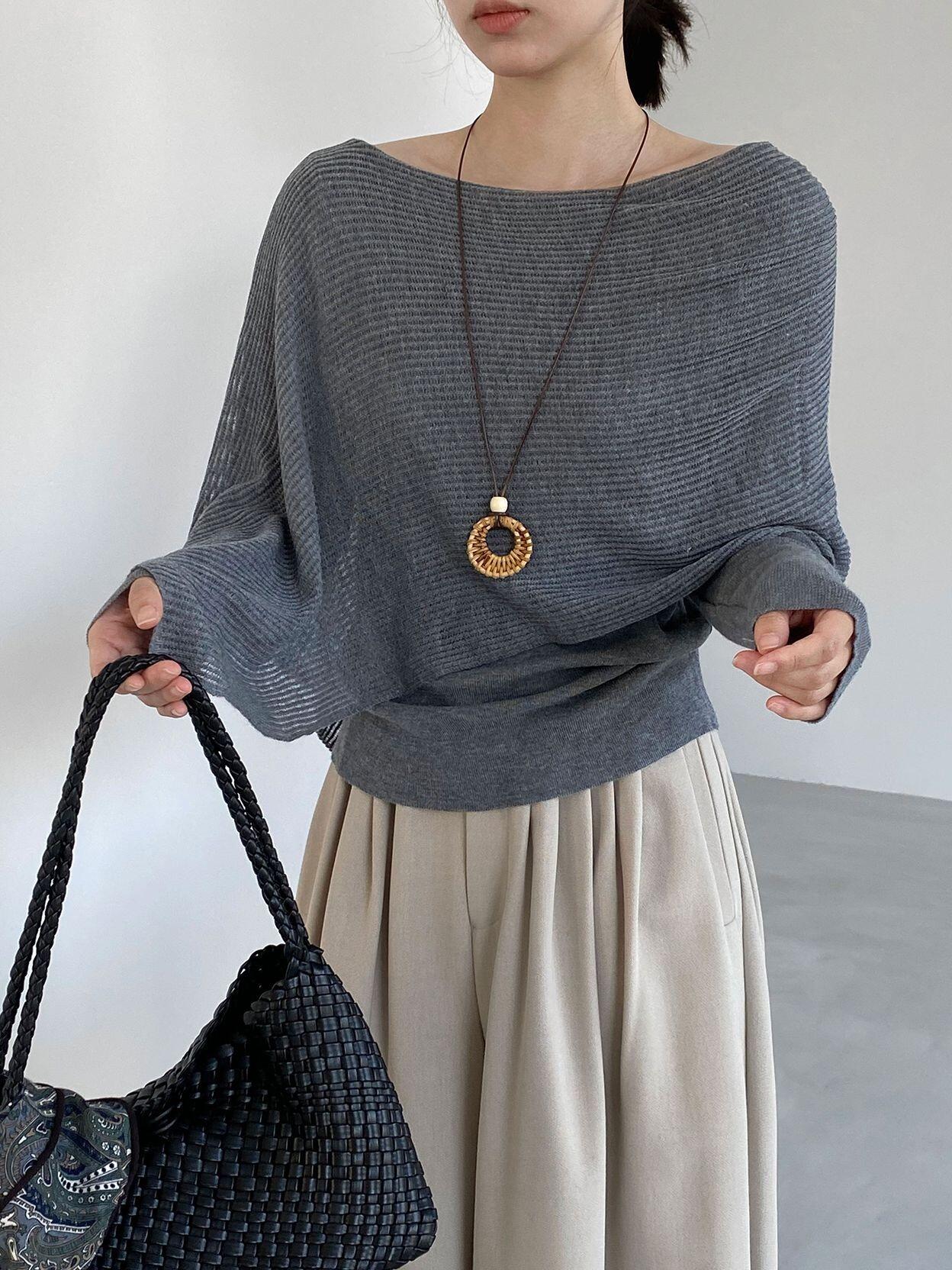 Women's Faux Two-Piece Irregular Slimming Knit Top Long Sleeve Early Autumn New Arrival - Image 3